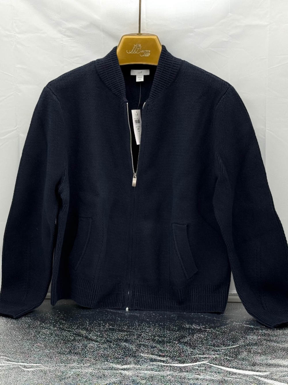 J. Jill New with Tags Navy Blue Cardigan Sweater - Zip Front, Medium Petite
